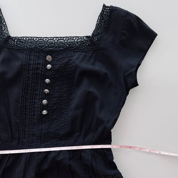 Rare! VINTAGE Crochet Dress Tiered Skirt Whimsigoth Fairy Grunge Sheer Size 6 - Picture 14 of 15